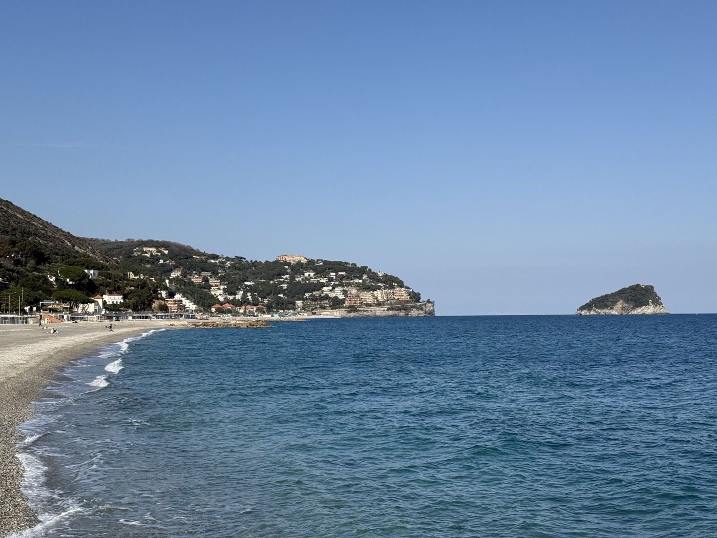 The island of Bergeggi seen from the shore