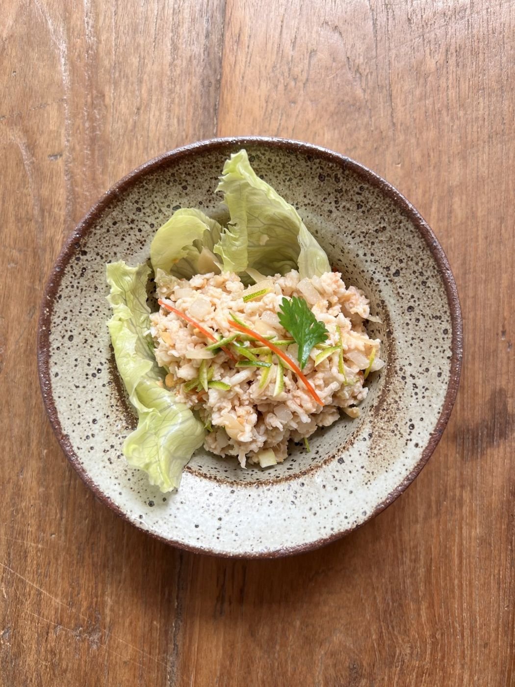 Larb served in a lettuce cup